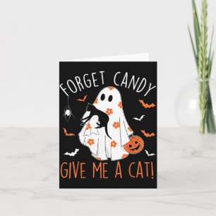 Cartão Mulheres no Halloween Gato Preto Esqueça Doce Dê U