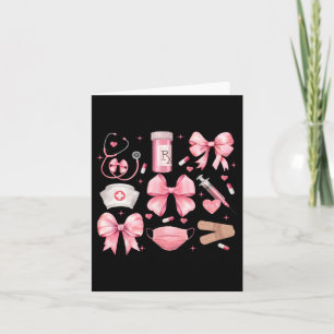 Cartão Mulheres Retro Enfermeira Rosa Coquette Arco Rosa