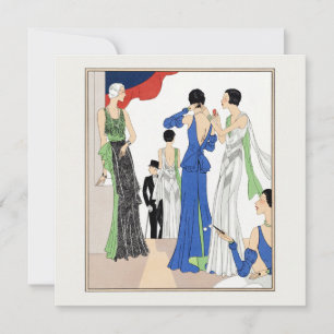 Cartão Mulheres Vintage em palhaços noturnos em 1930