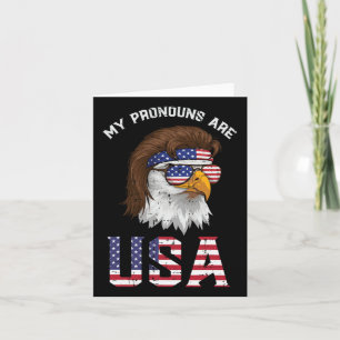 Cartão Mullet Eagle Meus Pronounes Usa 4 De Julho Mulhere