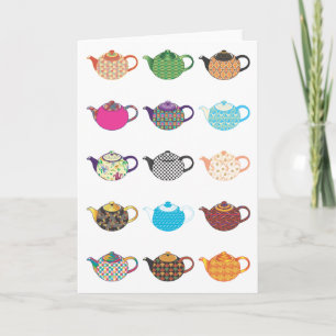 Cartão Multi-coloured Tea Kettles