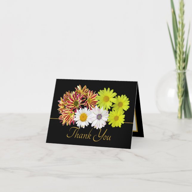 Cartão Multicolor Daisy Bouquet Botanical Chic Thank You (Frente)