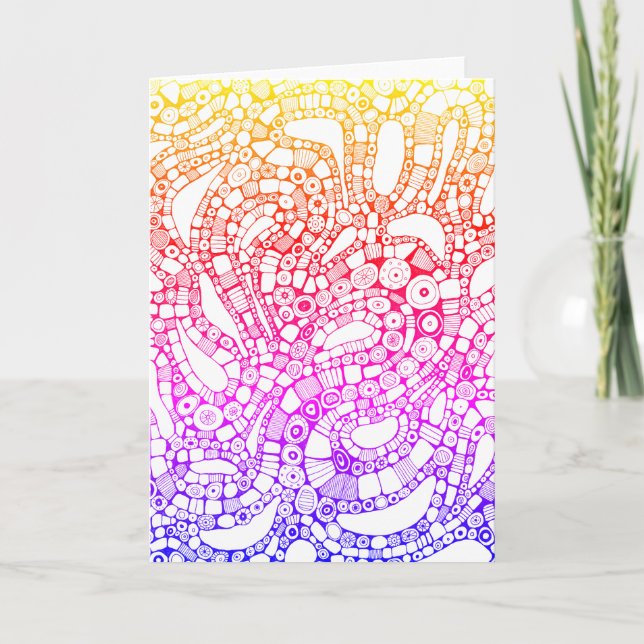 Cartão Multicolor Wavy Circles Square Abstract Drawing (Frente)