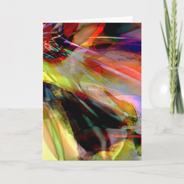 Cartão Multicolored Abstract Flower in Red Yellow Black (Frente)