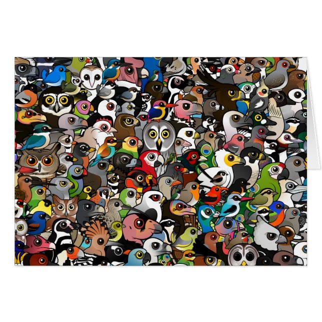 Cartão Multidão de Birdorable (Frente Horizontal)