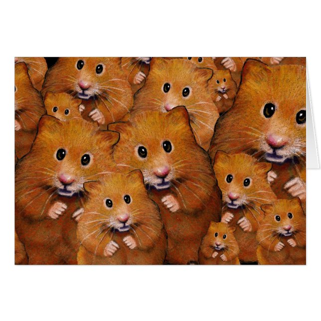 Cartão Multidão de hamster bonitos: Arte original (Frente Horizontal)