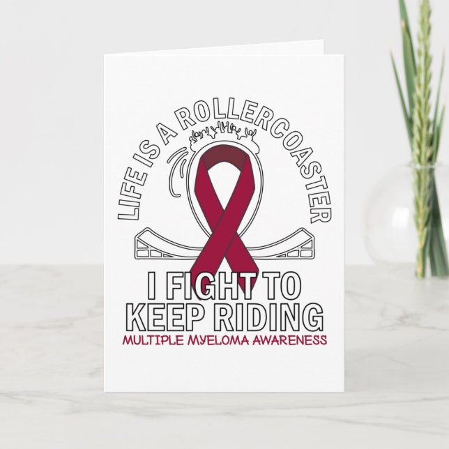 Cartão Multiple Myeloma cancer awareness burgundy ribbon (Frente)