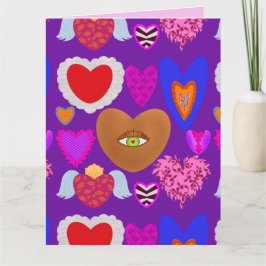 Cartão Múltiplos corações coloridos do dia dos namorados