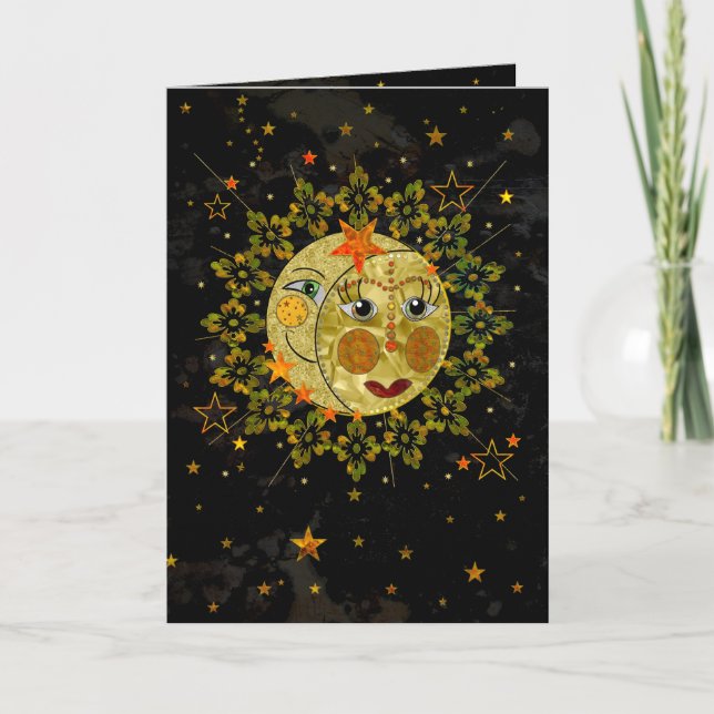 Cartão Multipropósito, SOL, LUA, ESTRELAS, Abstrato, Vazi (Frente)