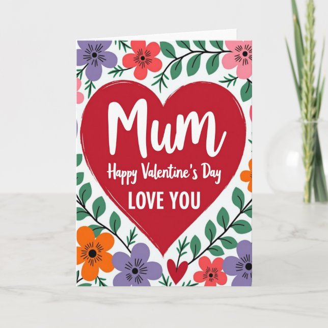 Cartão Mum Valentines Day Love You Card (Frente)