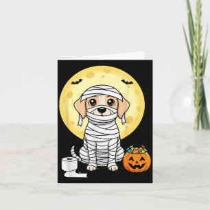 Cartão Múmia Bonita Cachorro Halloween Lua Cheia Filhote