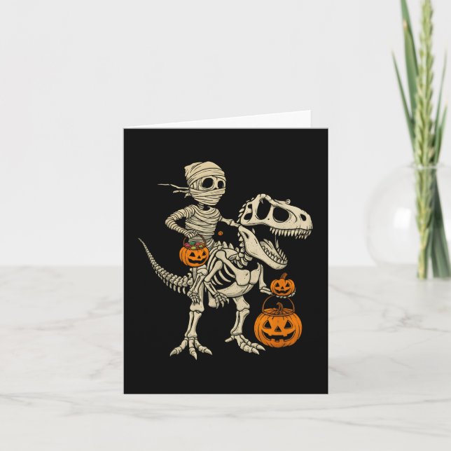 Cartão Mummy Skeleton Andando Dinossauro T Rex Crianças H (Frente)