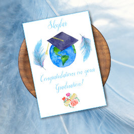 Cartão Mundo de Aquarela Com Diploma e Penas