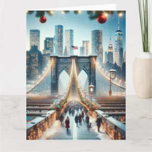 Cartão Mundo de Inverno. Ponte do Brooklyn - Nova York