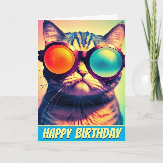 Cartão Mundo do Sonho Psicodélico do Gato Funky (Frente)