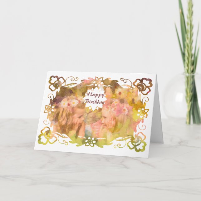 Cartão Murmurios de Magia: Duas Amigas Fadas em um Jardim (Frente)