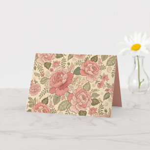 Cartão Musa Floral Empoeirada - Estilo Batik Rosa Empoeir