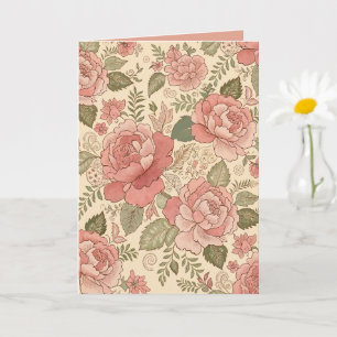 Cartão Musa Floral Empoeirada - Estilo Batik Rosa Empoeir