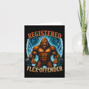 Cartão Muscle Bigfoot Registrado Flex Offender Funny Gym
