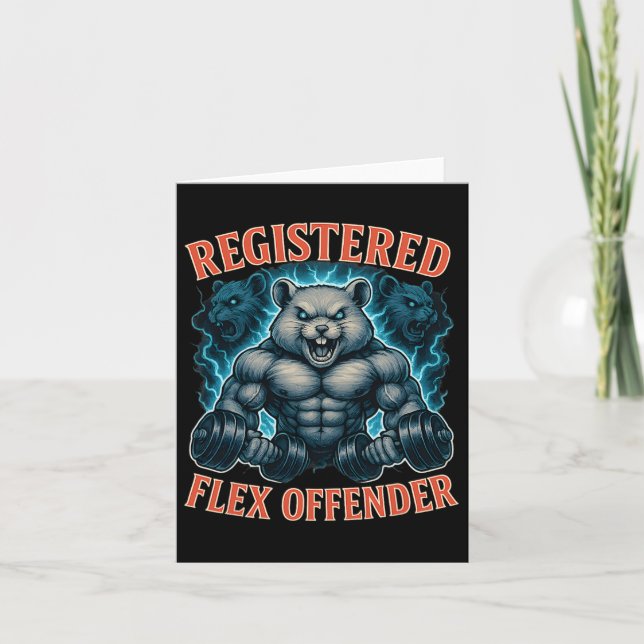 Cartão Muscle Hamster Registrado Flex Offender Funny Gym (Frente)