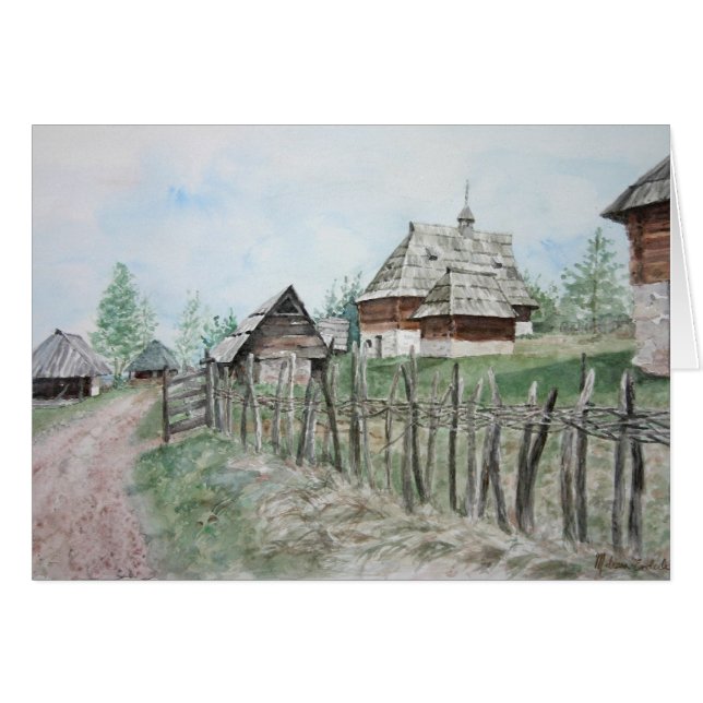 Cartão Museu etnográfico, Sirogojno (Frente Horizontal)