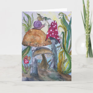 Cartão Mushroom and snail greeting card