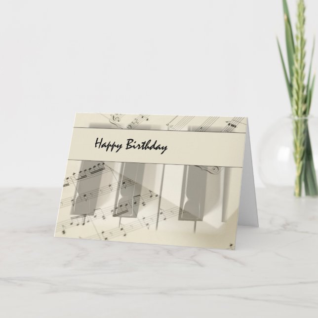 Cartão Music Keyboard Birthday (Frente)
