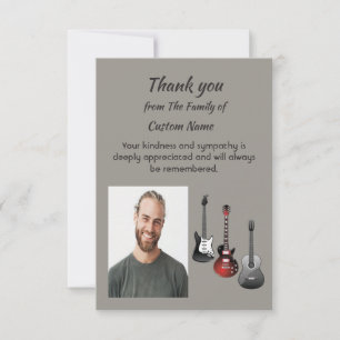 Cartão Música de Guitarra de Agradecimento e Simpatia
