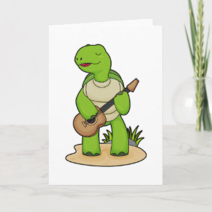 Cartão Música de Guitarra do Músico Tartaruga