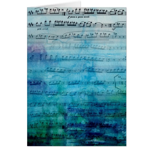 Cartão Música de humor azul (Frente)