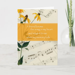 Cartão Música e Flores Amigos