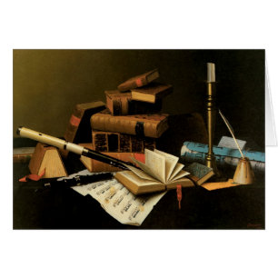 Cartão Música e Letras por William Harnett, Belas Artes