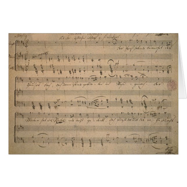 Cartão Música em folha antiga, Canção do Velho, 1822 (Frente Horizontal)