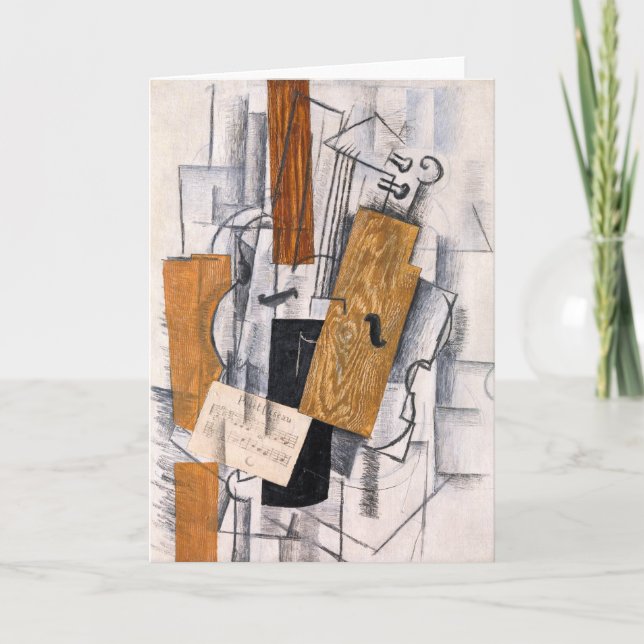 Cartão Música para Violino e Folha | Georges Braque | (Frente)