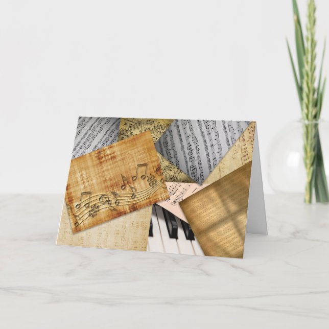 Cartão Música Personalizada para Piano Feliz Aniversário (Frente)