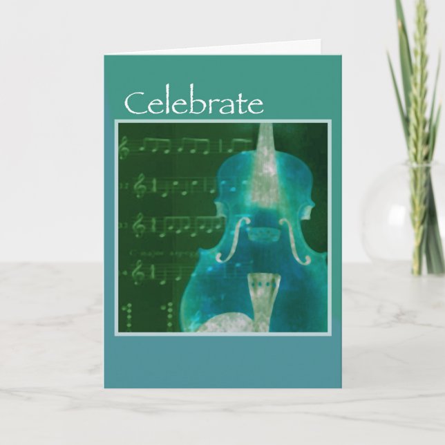 Cartão Música Strings Aniversário, Moderno (Frente)