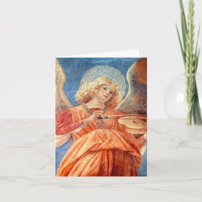 Cartão Musical angel playing the violin fresco (Frente)