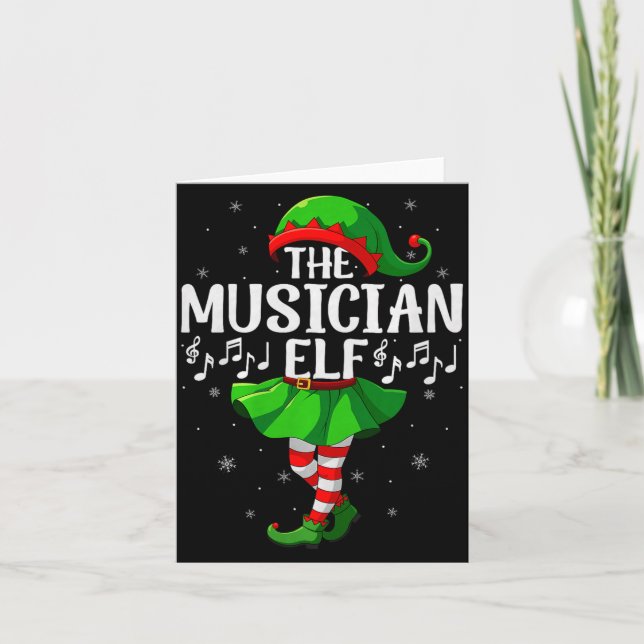 Cartão Musician Elf Christmas Girls Women Elf Squad Xmas  (Frente)
