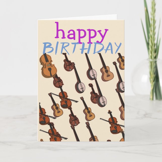 Cartão Musician stringed instruments birthday (Frente)