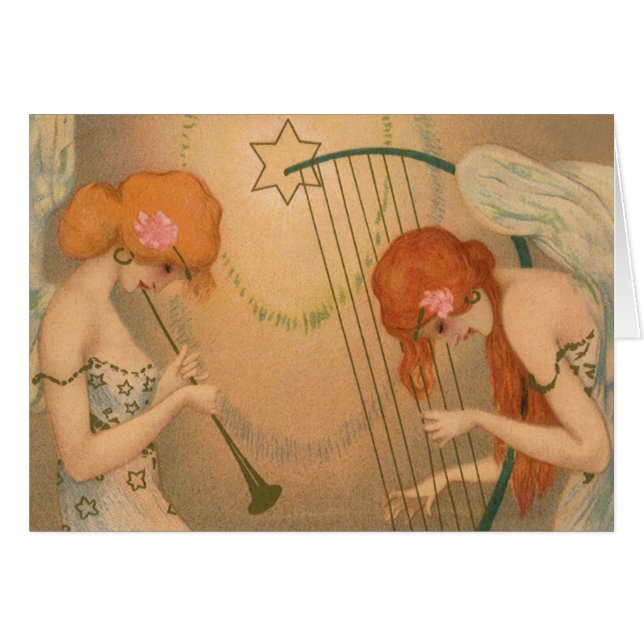 Cartão Músicos vitorianos de anjo, músicos vitorianos, Fl (Frente Horizontal)