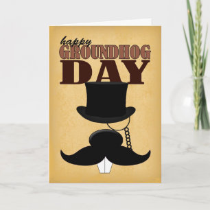 Cartão Mustache Moustache Groundhog Day Card