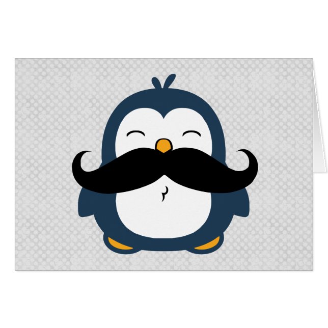 Cartão Mustache Penguin (Frente Horizontal)
