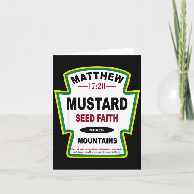 Cartão Mustard Seed Faith Matthew 17_20 Christian Condime (Frente)