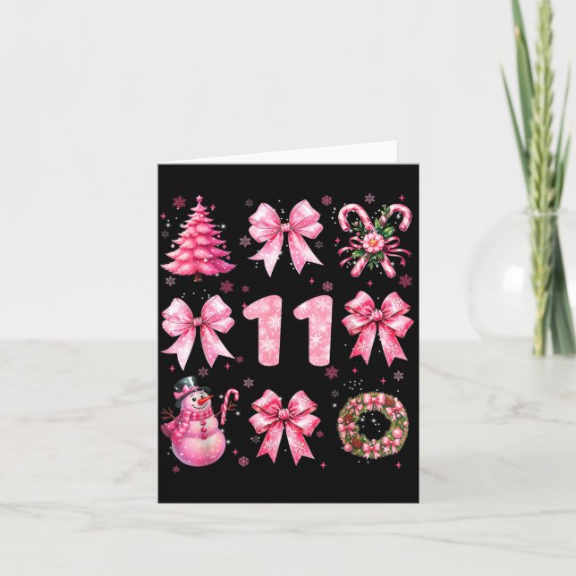 Cartão My 11th Birthday Nk Santa Coquette Snowman 11 Year (Frente)