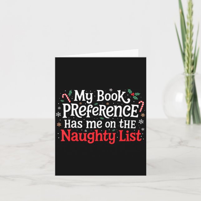Cartão My Book Preference Naughty List Readers Funny Chri (Frente)