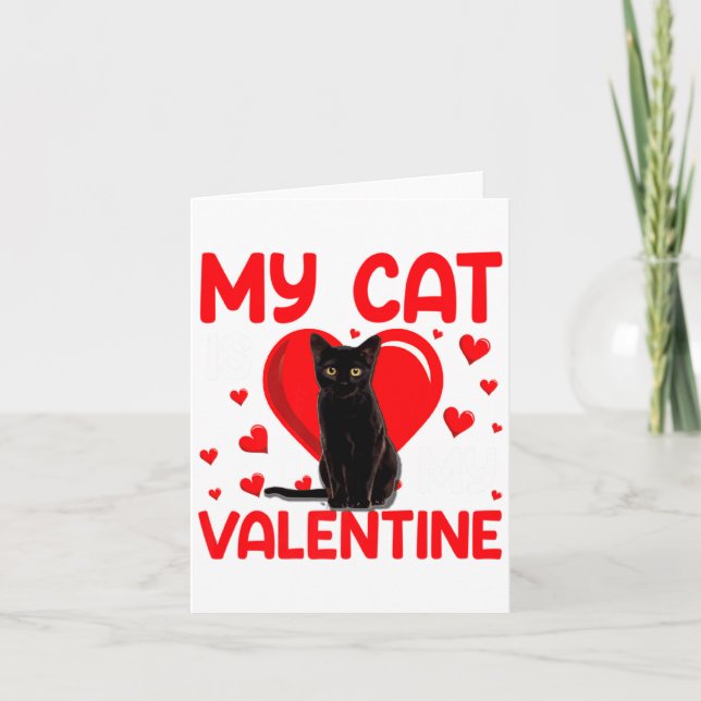 Cartão My Cat Is My Valentine Paw Heart Cat Owner Valenti (Frente)