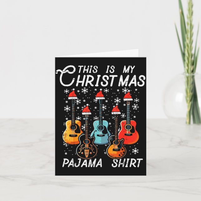 Cartão My Christmas Pajama Shirt Guitars Xmas Rock Men Bo (Frente)