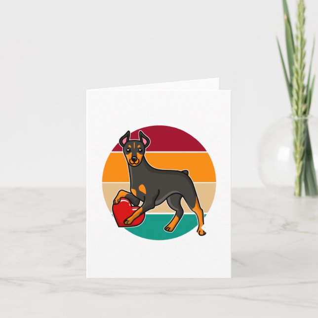 Cartão My Doberman Is My Valentine Heart Retro Sunset Dog (Frente)