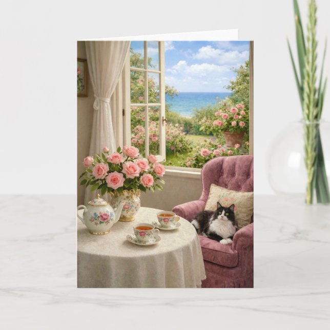 Cartão My Favorite Chair , Cat Blank Card  (Frente)