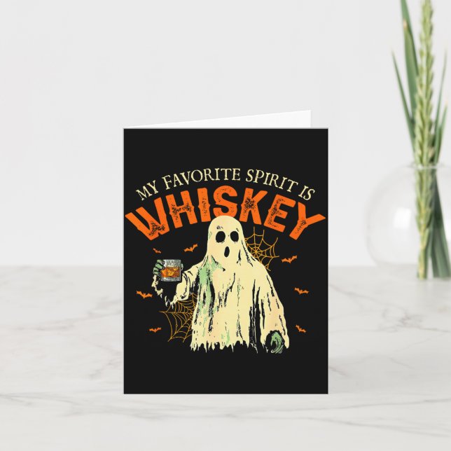 Cartão My Favorite Srit Is Whiskey Funny Ghost Halloween  (Frente)